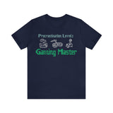 Procrastination Level: Gaming Master - Unisex Short Sleeve Shirt for the Ultimate Gamer, Procrastinator Gifts