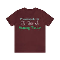 Procrastination Level: Gaming Master - Unisex Short Sleeve Shirt for the Ultimate Gamer, Procrastinator Gifts